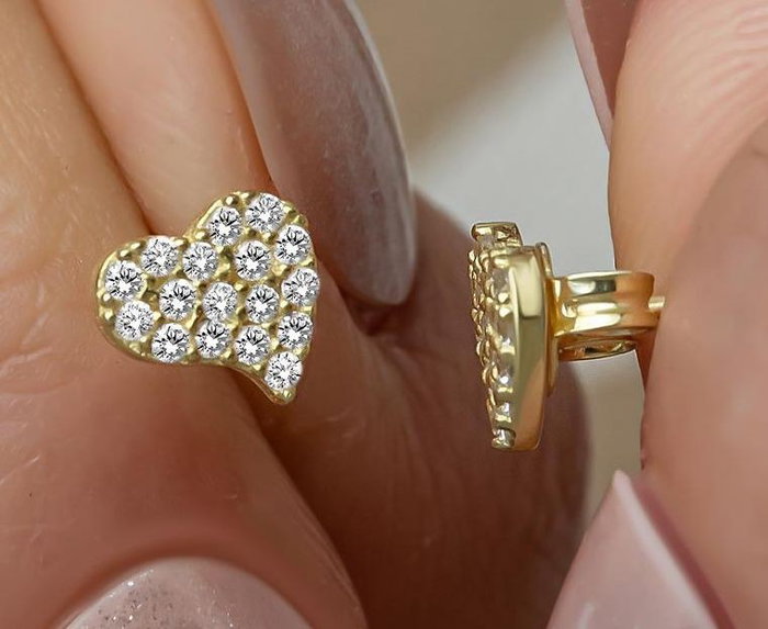 Heliophilia Silver Pendientes de Plata 925 Dorados con Circón